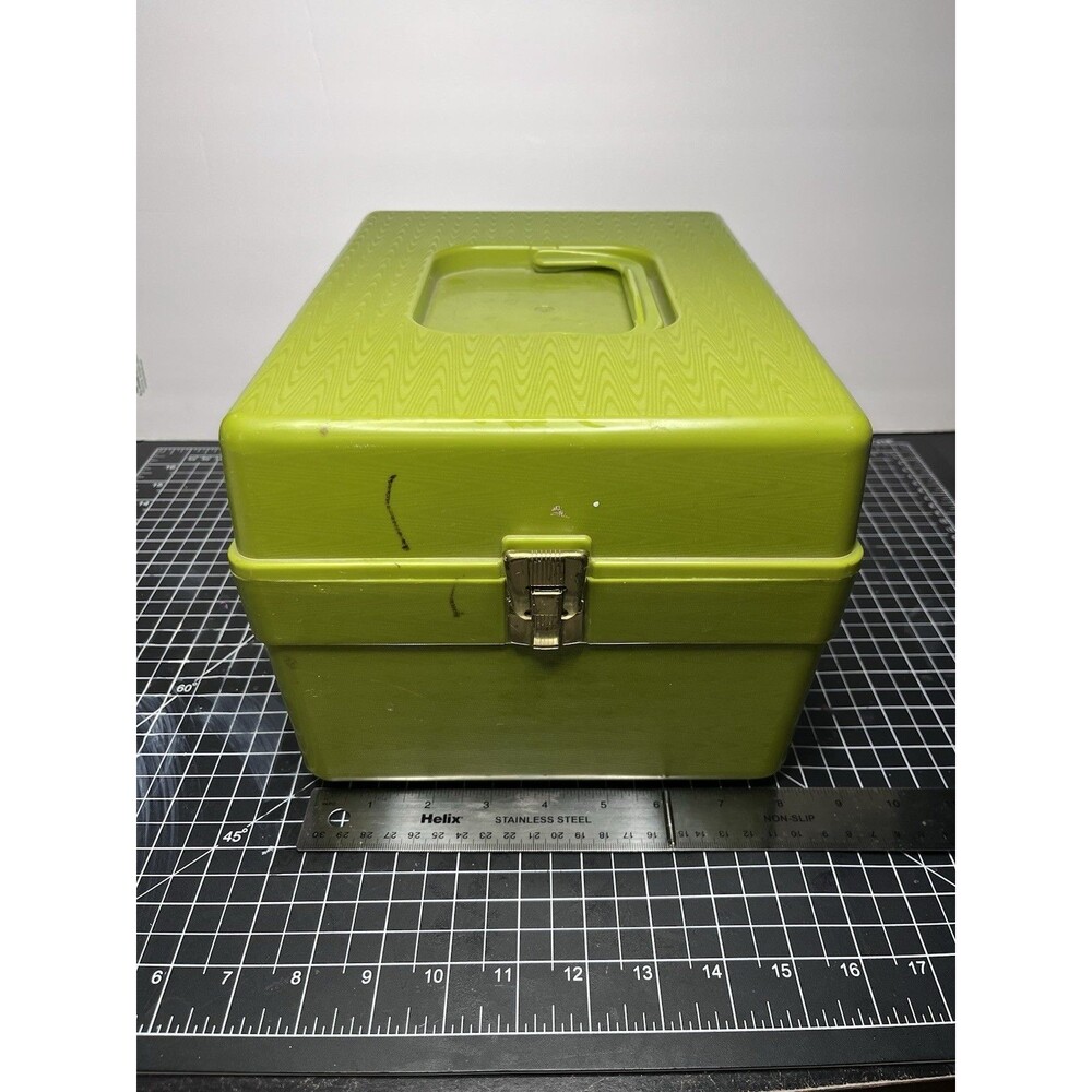 Vintage Wilson MFG Wil-Hold Green Plastic Sewing File Box Basket Dividers 11x8"